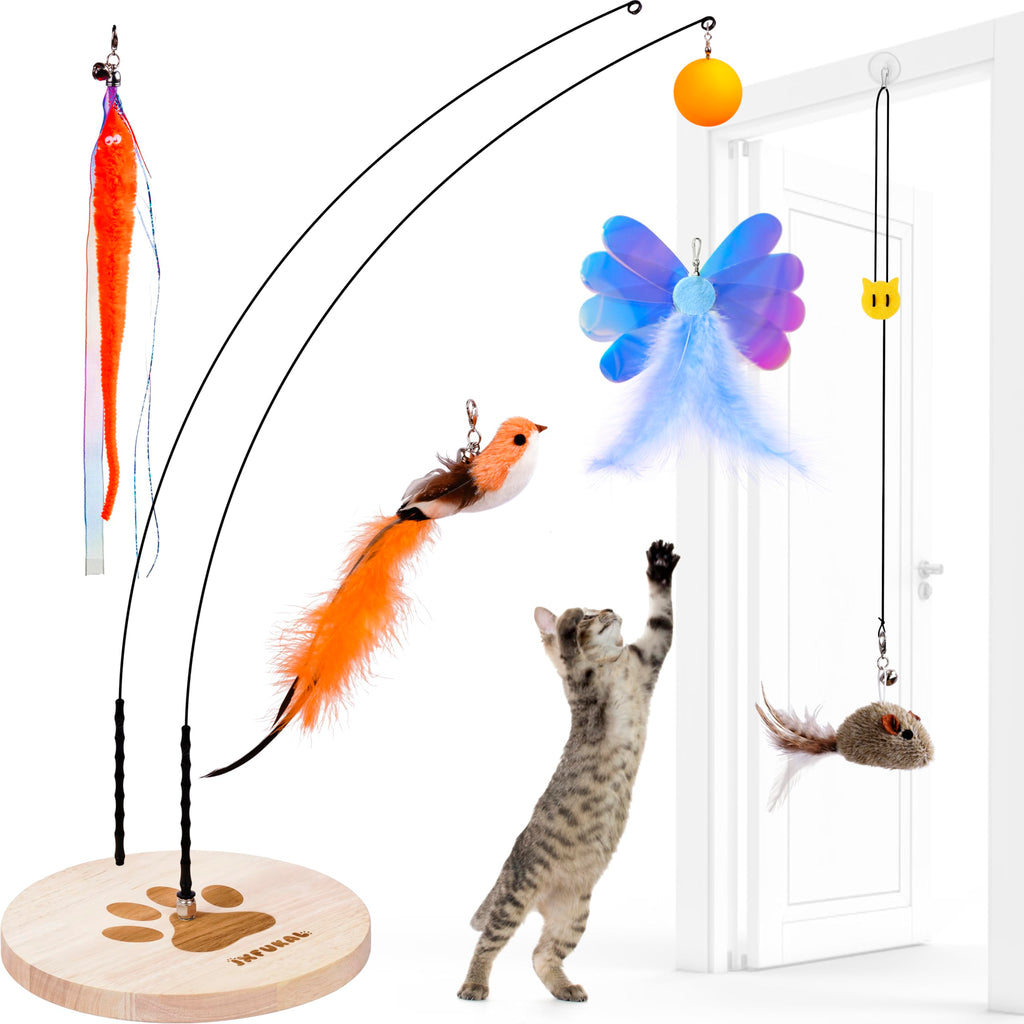 Engaging JXFUKAL Interactive Cat Toy features premium imported play accessories, ideal for keeping cats active. Available at Curat Cart.
