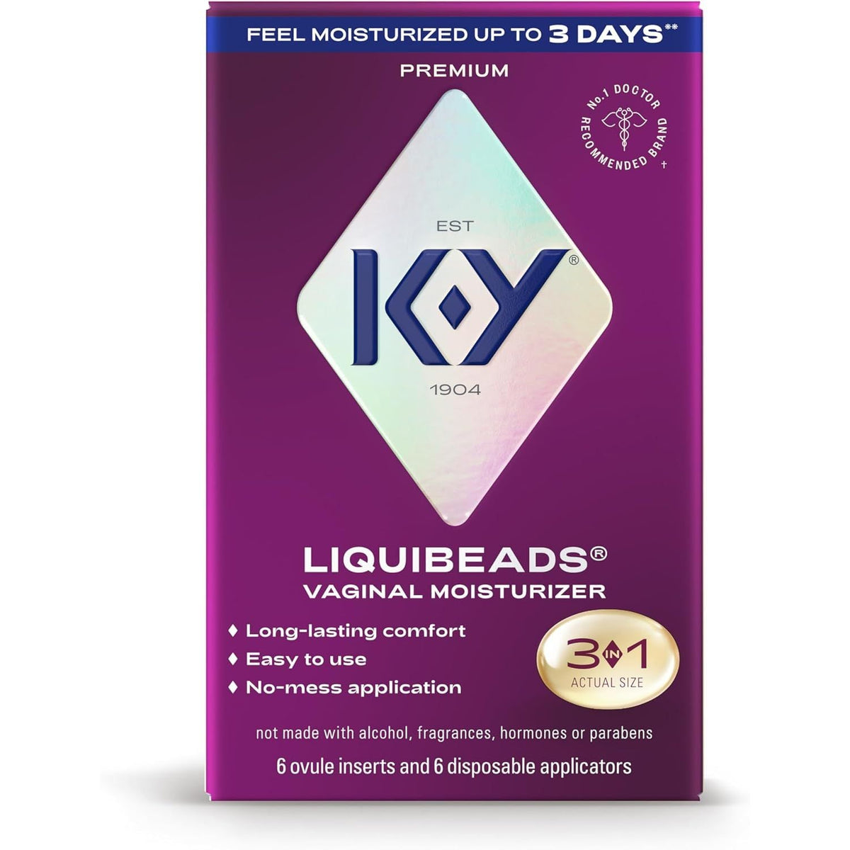 Discover K-Y Liquibeads for lasting moisture and comfort. Official packaging with 6 applicators for easy use.