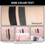 Test results for Kaely gel eyeliners on skin, showcasing waterproof formula durability and easy removal. Verified by CuratCart.