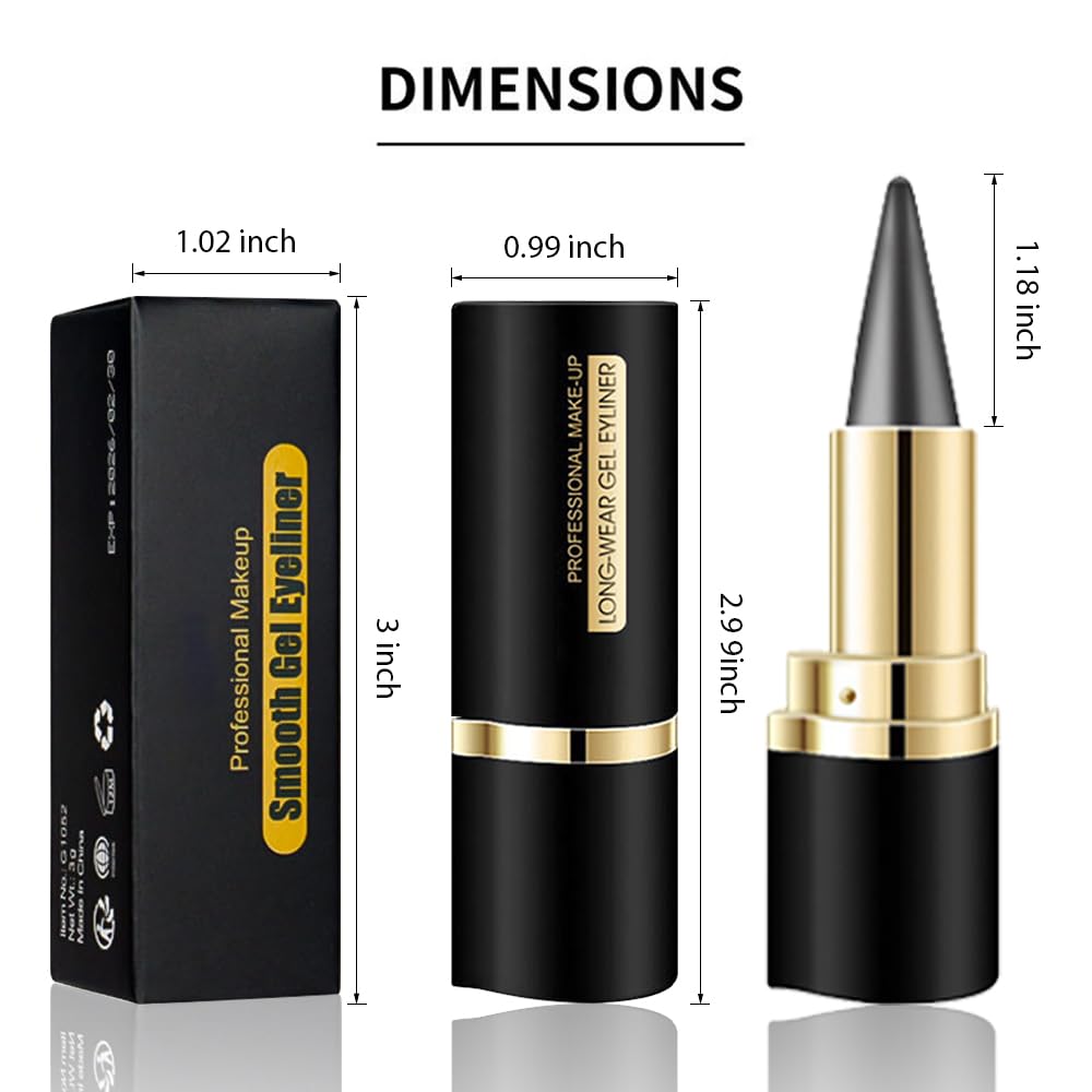 Two Kaely gel eyeliner pencils with sleek black packaging and gold accents, showcasing professional makeup quality.
