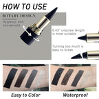 Discover the Kaely 2Pcs Gel Eyeliner Pencil, featuring a unique rotary design for easy application. 100% genuine and waterproof.