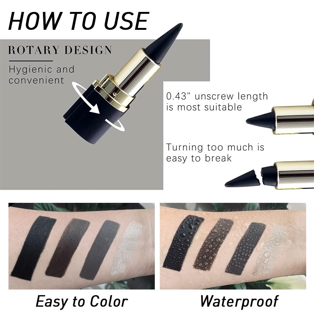 Discover the Kaely 2Pcs Gel Eyeliner Pencil, featuring a unique rotary design for easy application. 100% genuine and waterproof.
