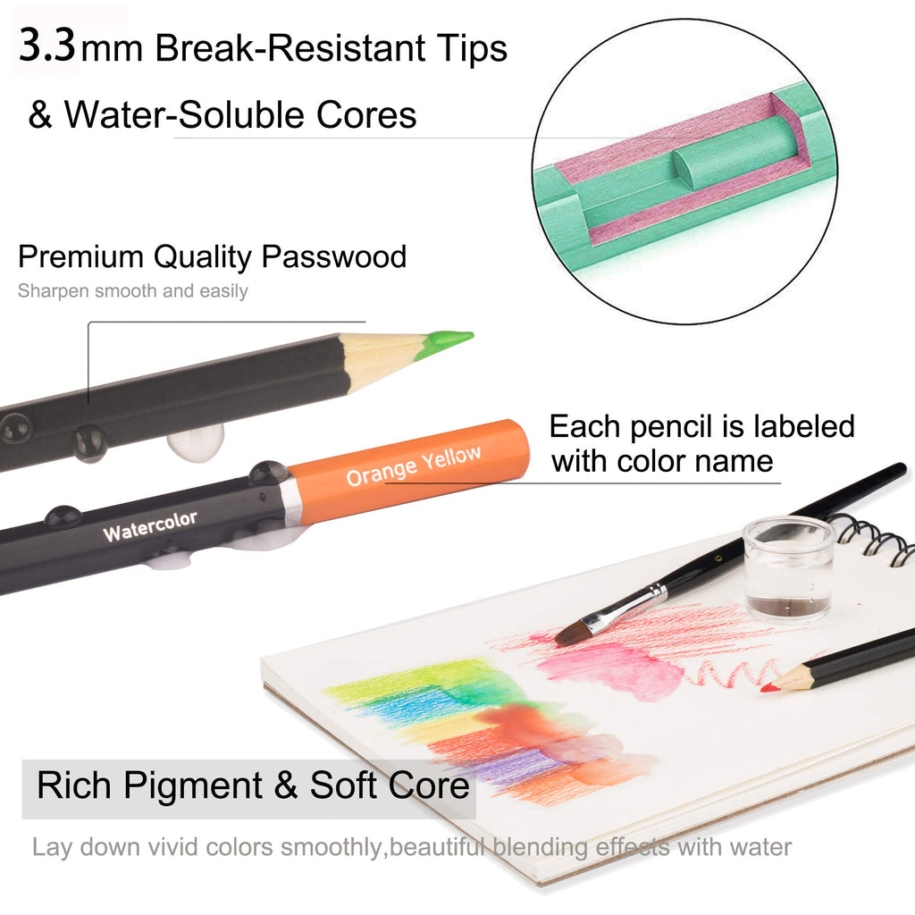 KALOUR Watercolor Pencils Set with break-resistant tips and rich pigment, 100% Authentic, available at Curat Cart in India.
