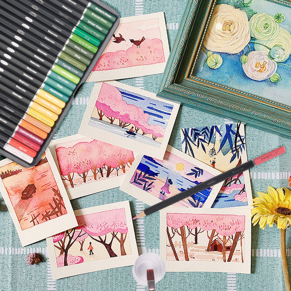 Explore the premium KALOUR Watercolor Pencils Set, ideal for artists. Imported quality from Curat Cart enhances your creative projects.