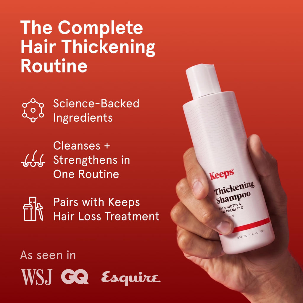 Keeps Thickening Shampoo in hand, promotes stronger hair with science-backed ingredients. Order online today!