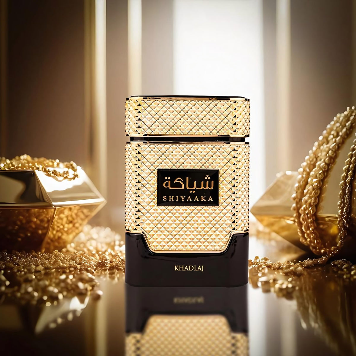 Khadlaj Shiyaaka Snow – Citrusy, Woody fragrance in an elegant gold bottle, verified by CuratCart for authenticity.