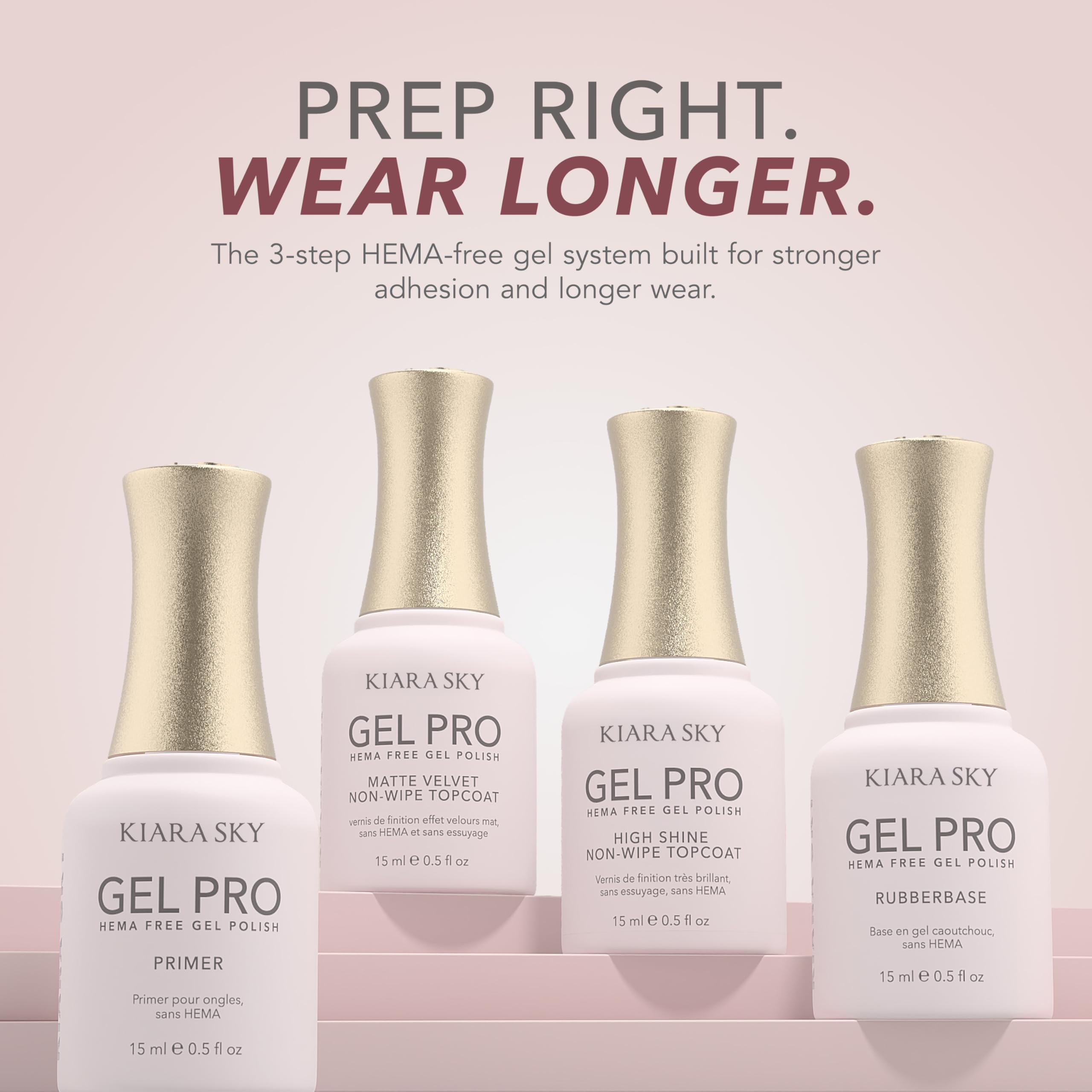 KIARA SKY Rubber Base Gel, HEMA-free, 15ml. Authentic gel for stronger adhesion and longer wear. Ideal for flawless nails.