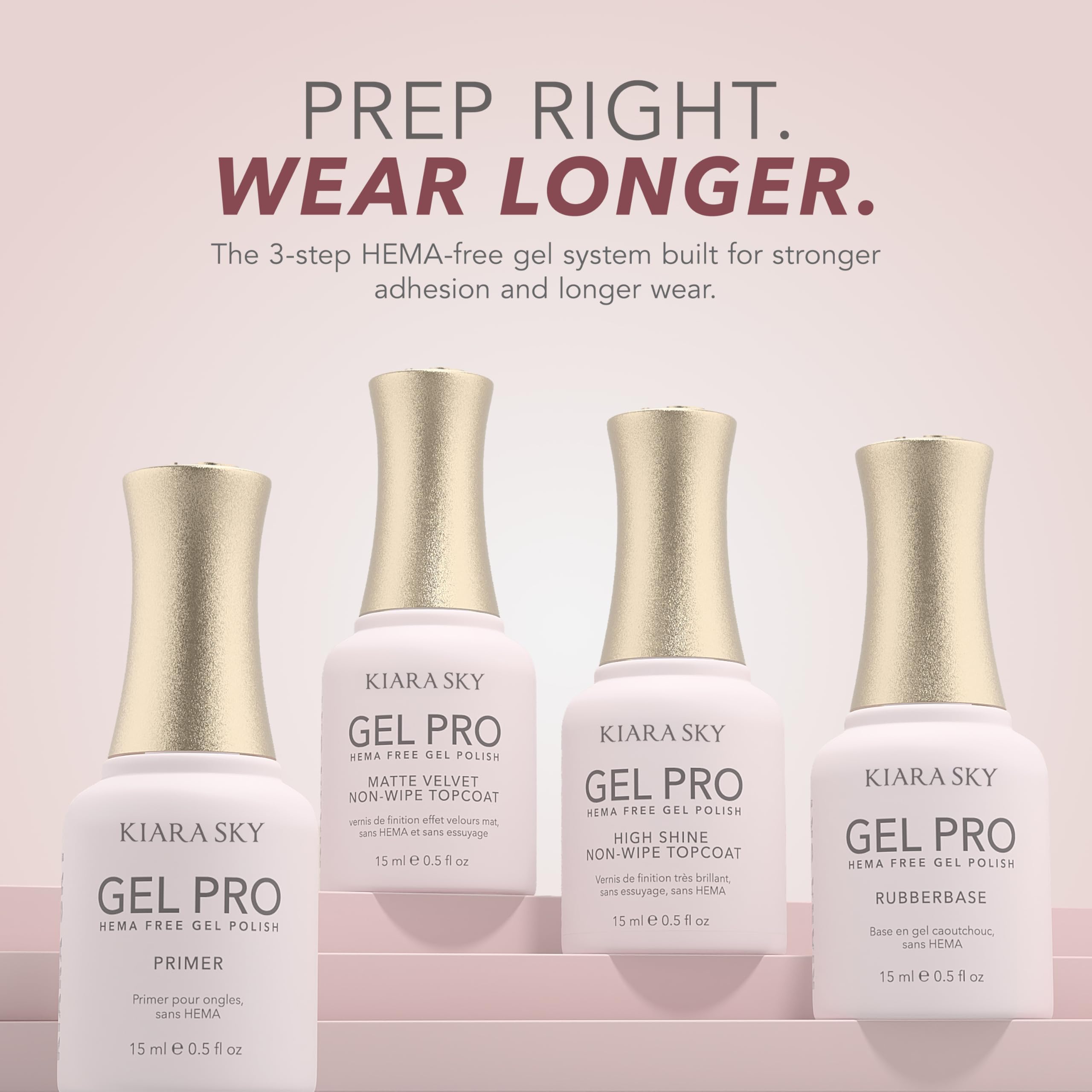KIARA SKY Rubber Base Gel, part of a 3-step HEMA-free gel system, ensures stronger adhesion and longer wear. Verified by CuratCart.