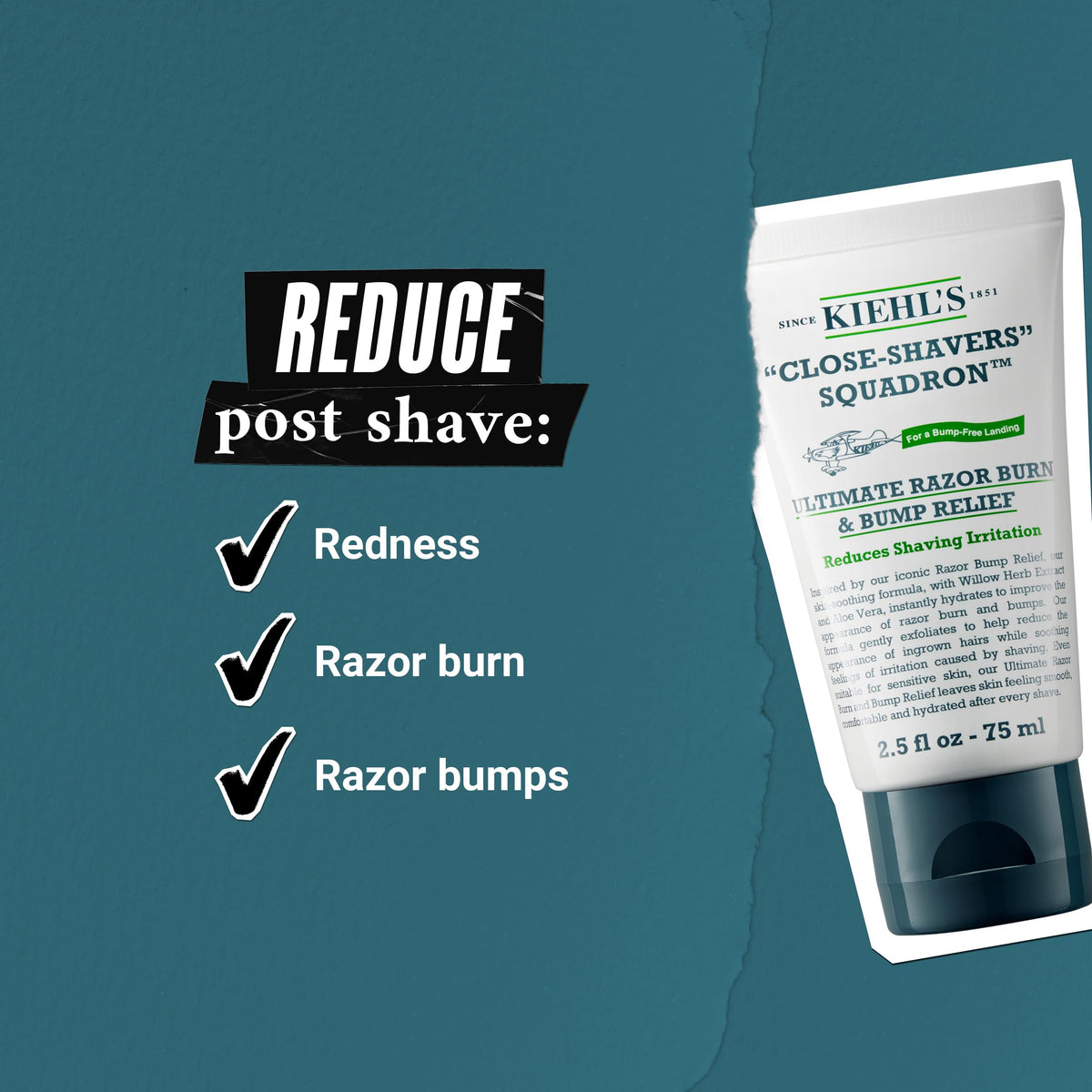 Kiehl's Razor Burn Relief Cream, verified by CuratCart, alleviates redness, razor burn, and bumps post-shave.