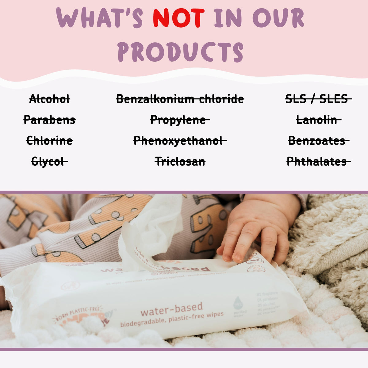 Kinder by Nature Baby Wipes, 100% authentic, water-based and biodegradable, available at Curat Cart in India.