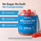 kindnature Alpha Lipoic Acid Gummies in official packaging, offering 600mg of antioxidant support. Available at Curat Cart.