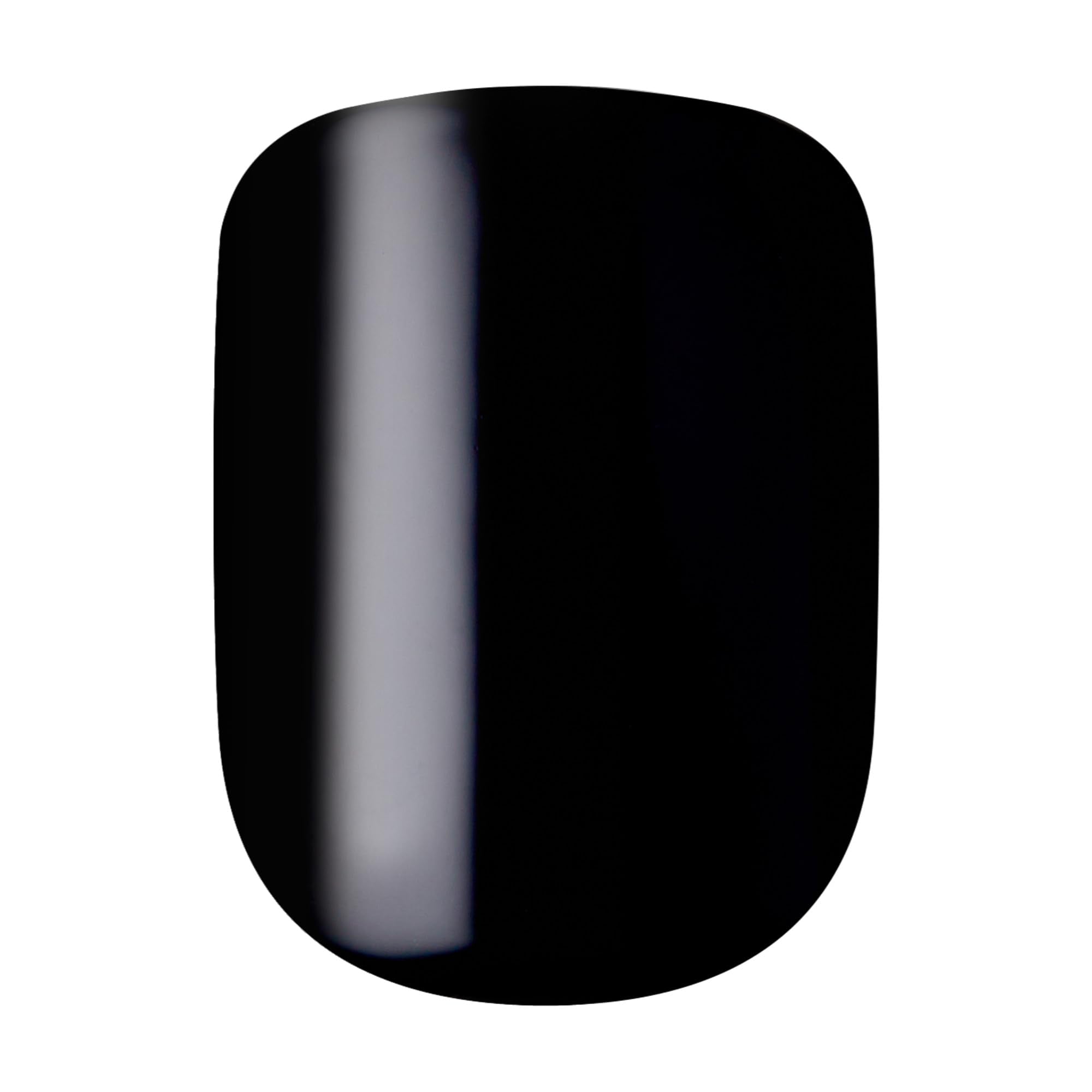 Sleek black press-on nail from Kiss Impress. No glue needed, easy application for a flawless manicure look.