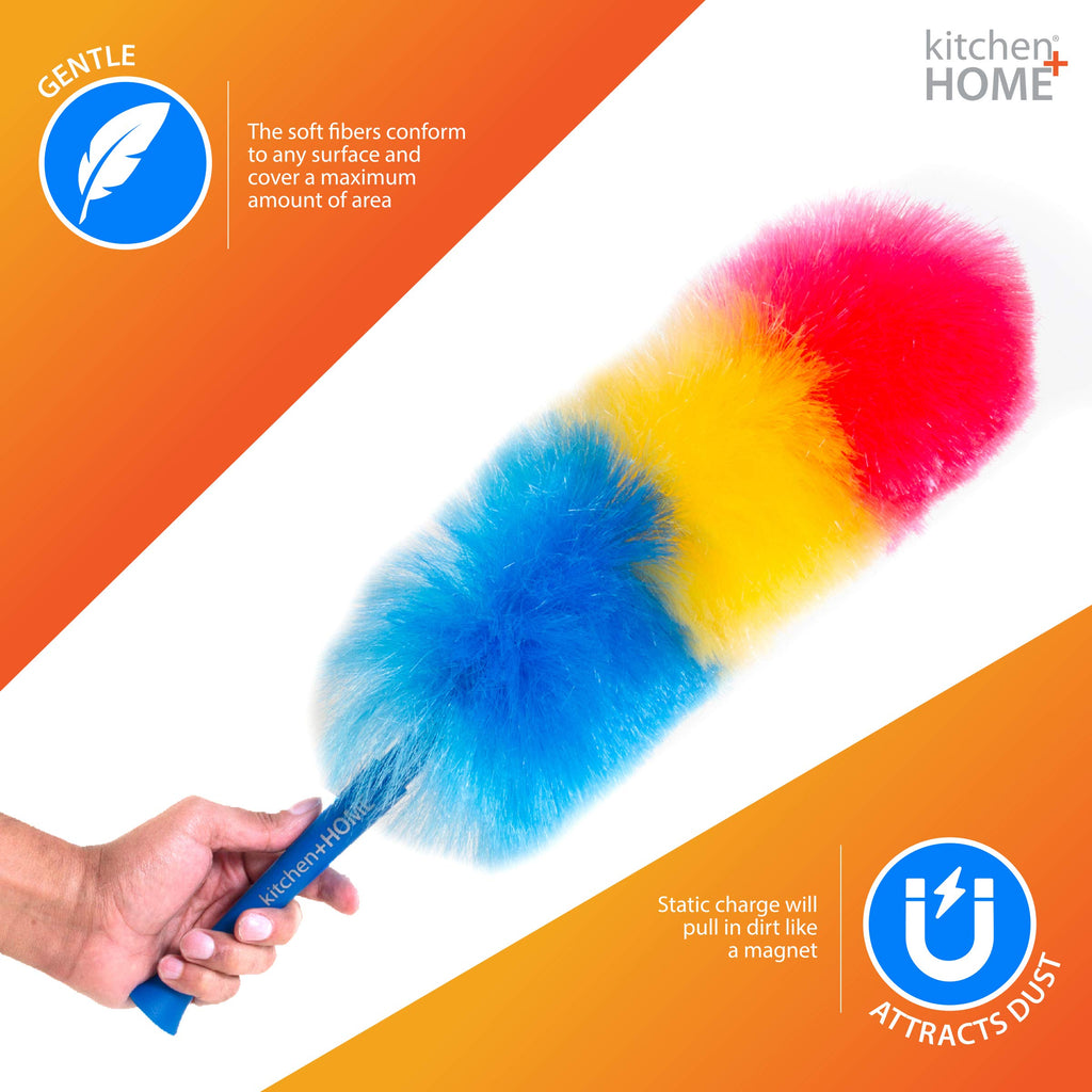 Rainbow Static Duster features soft fibers in vibrant colors, attracting dust effortlessly. Available at Curat Cart.