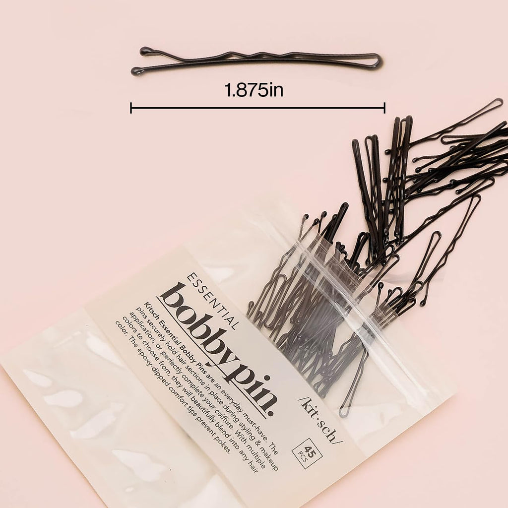 Kitsch Bobby Pins in a resealable bag, ideal for styling blonde hair. Trusted by CuratCart. Each pin measures 1.875 inches.