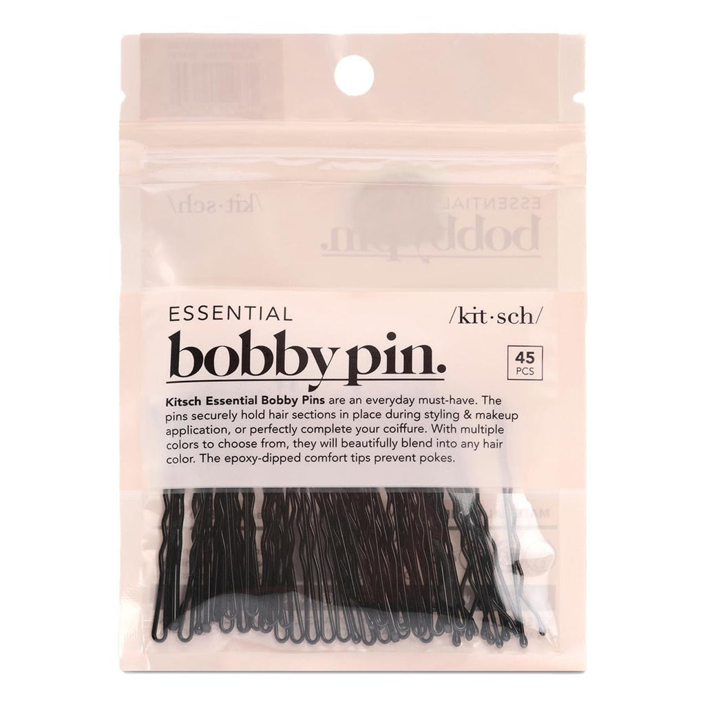 Kitsch Essential Bobby Pins in black and blonde shades offer durability and comfort. Perfect for styling and securing hair effortlessly.