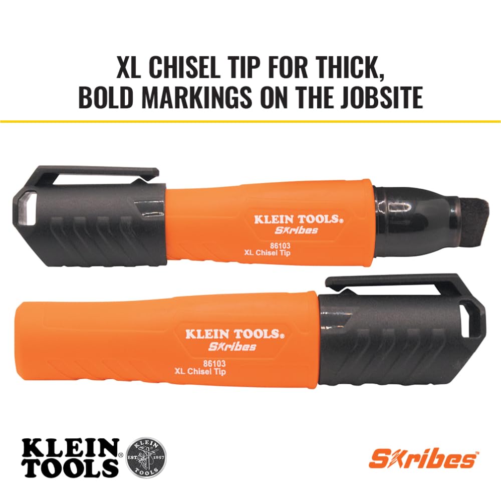Klein Tools Skribes XL Marker features an XL chisel tip for bold markings. 100% Authentic, available at Curat Cart in India.