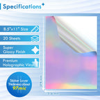 Premium holographic sticker paper from Curat Cart features a super glossy finish and 20 sheets, ideal for vibrant crafts.