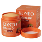 KONEO 100% Pure Batana Oil Hair Growth Cream in an orange jar, available for online order in India.