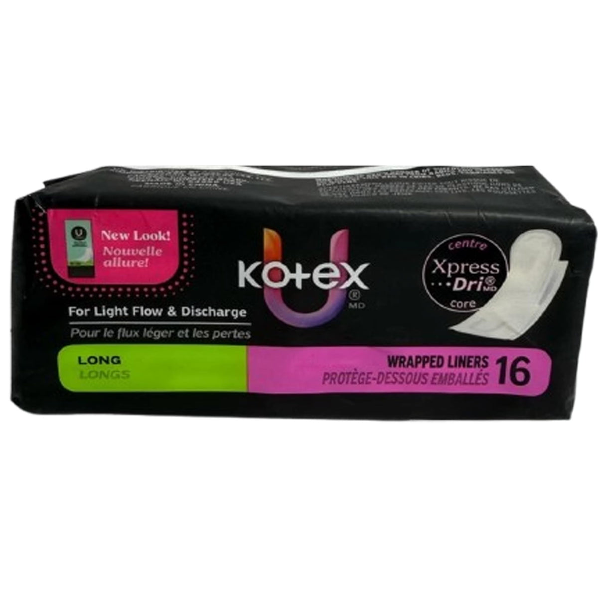 Kotex Natural Balance Liners in official packaging, designed for light flow and discharge. Available at Curat Cart.