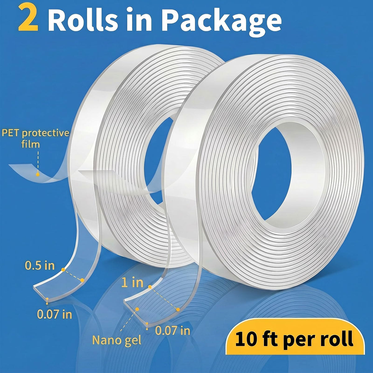 KUSUFEFI Double Sided Adhesive Tape, 100% Authentic, available in India at Curat Cart. Two rolls, 10 ft each for versatile use.