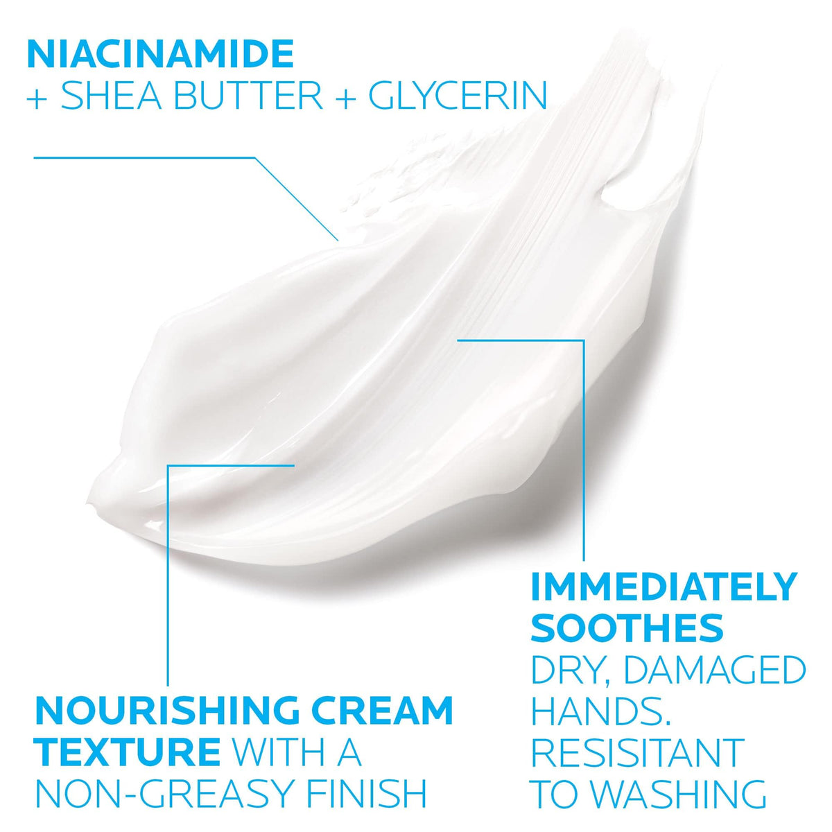 Premium imported La Roche-Posay Cicaplast Hand Cream with niacinamide, shea butter, and glycerin for soothing dry hands.