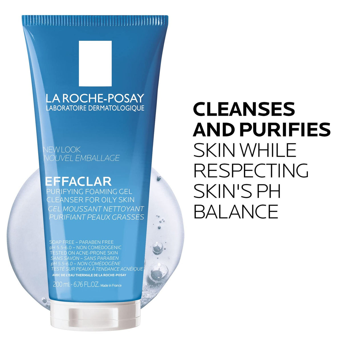 Premium imported La Roche-Posay Effaclar Gel Cleanser purifies skin while respecting its pH balance, ideal for oily skin.