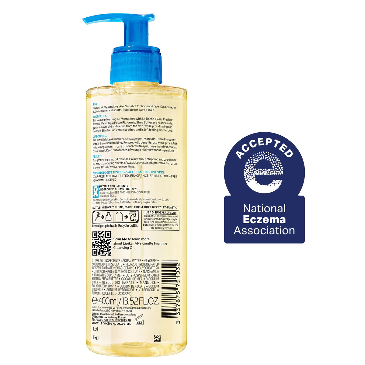 La Roche-Posay Lipikar AP+ Cleansing Oil, 400ml. Available in India. Order online for gentle cleansing relief.