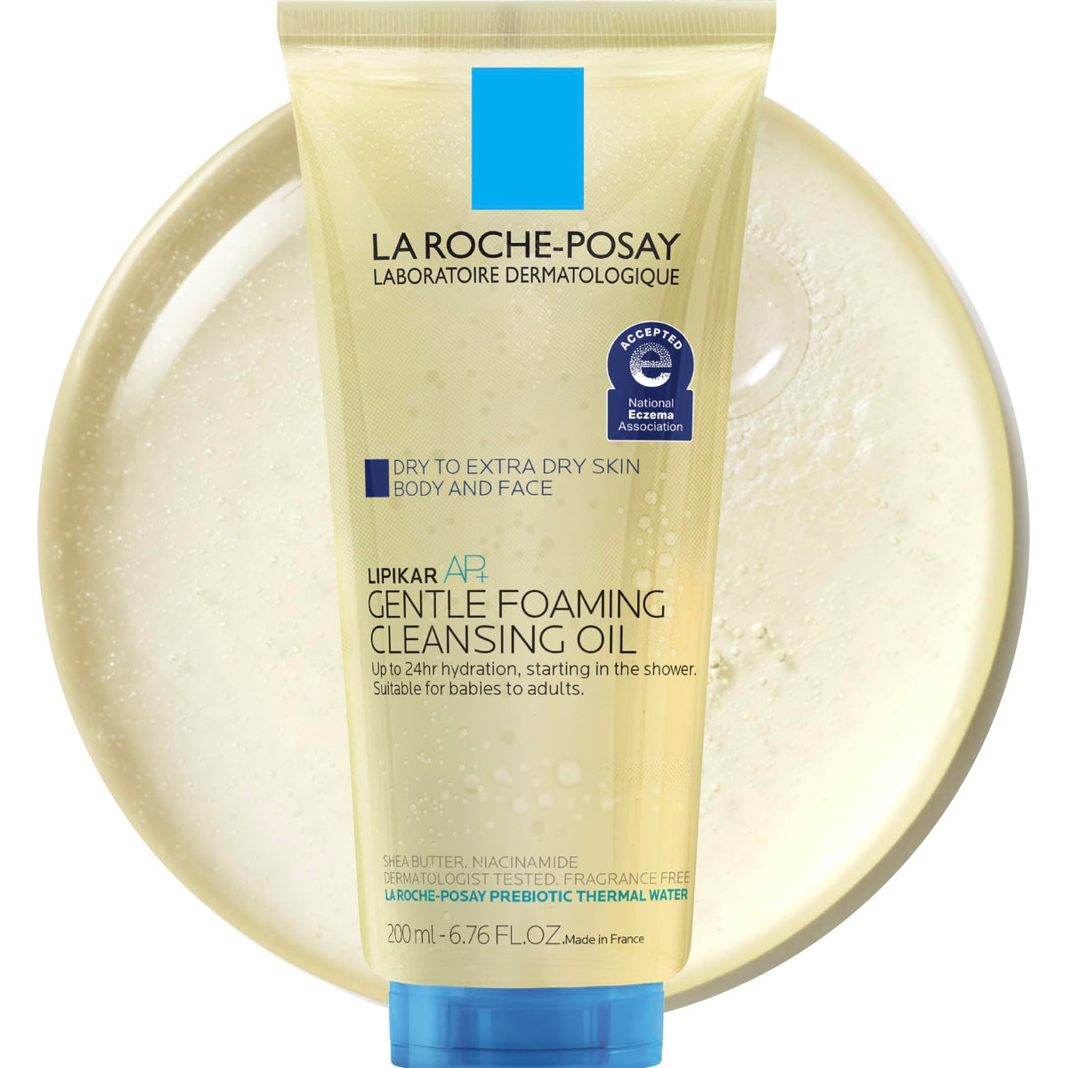 La Roche-Posay Lipikar AP+ Cleansing Oil in a tube, ideal for dry skin. Verified by CuratCart for quality assurance.