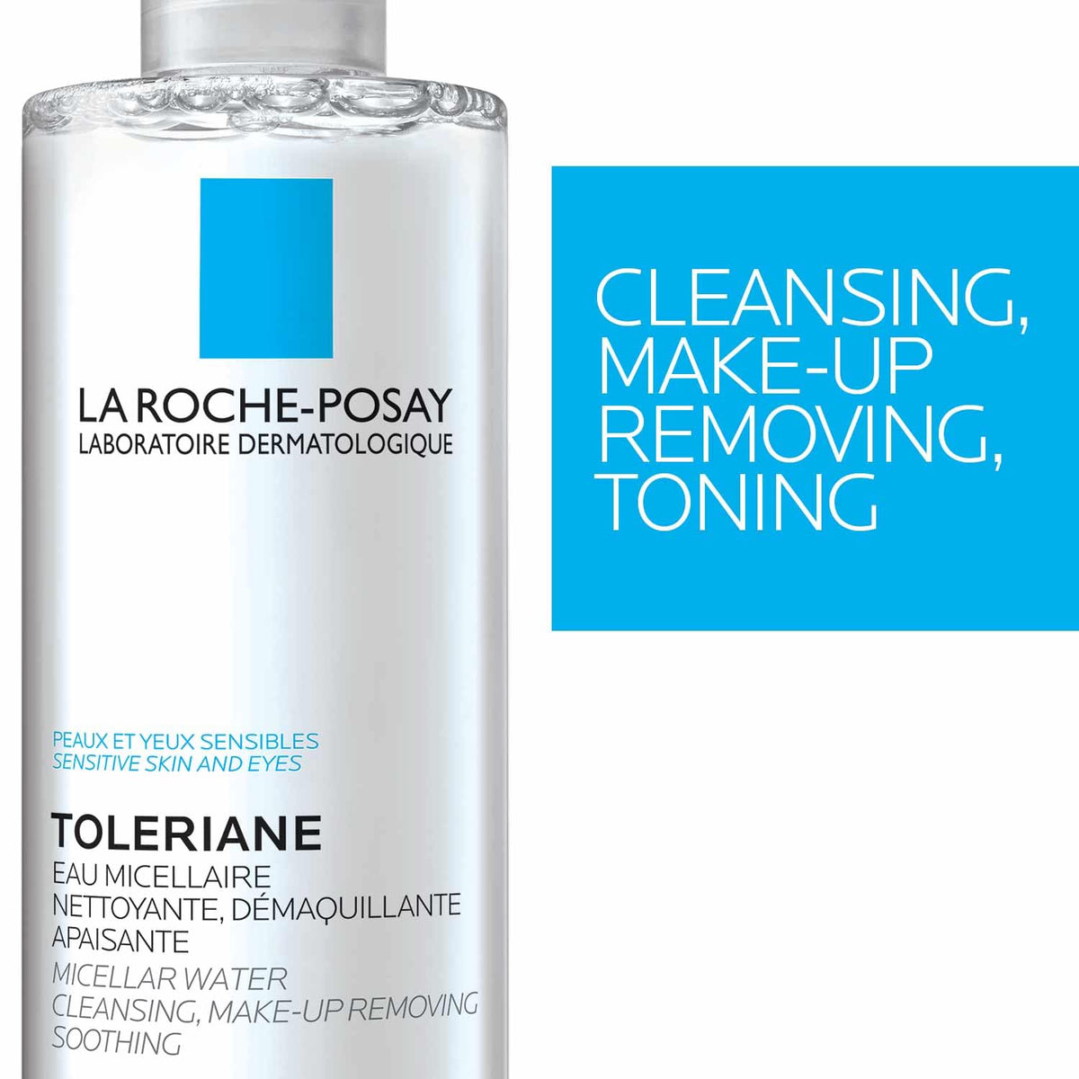 La Roche-Posay Micellar Water for sensitive skin, cleansing, makeup removing, toning. Verified by CuratCart for quality assurance.