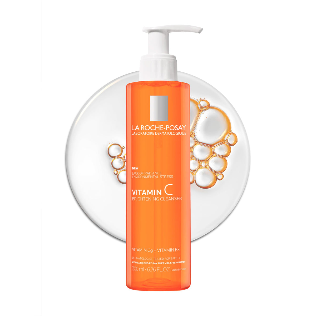 Authentic La Roche-Posay Vitamin C Face Wash, 200ml, brightening cleanser for radiant skin and stress relief.