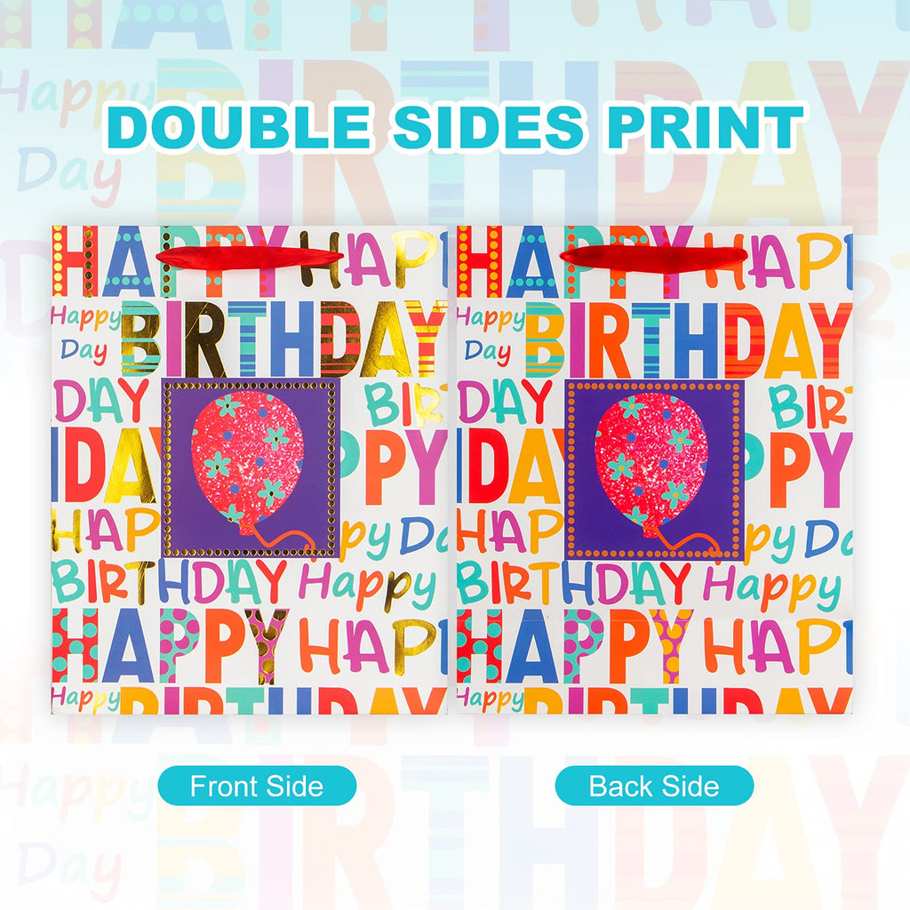 Laidans Happy Birthday Gift Bags feature vibrant double-sided print, showcasing premium imported quality. Available at Curat Cart.
