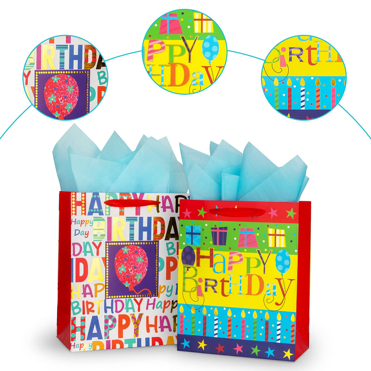 Vibrant Laidans Happy Birthday Gift Bags with high-quality finish, perfect for presenting gifts. Available at Curat Cart.