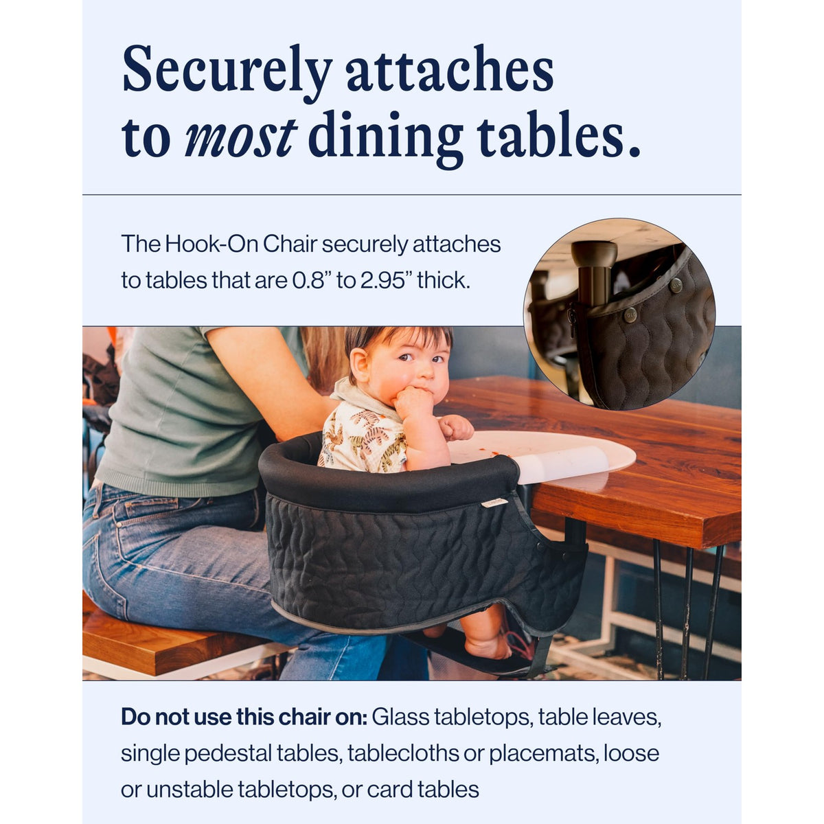 Discover the exclusive Lalo Hook-On Chair, designed for secure attachment to most dining tables, curated by Curat Cart.
