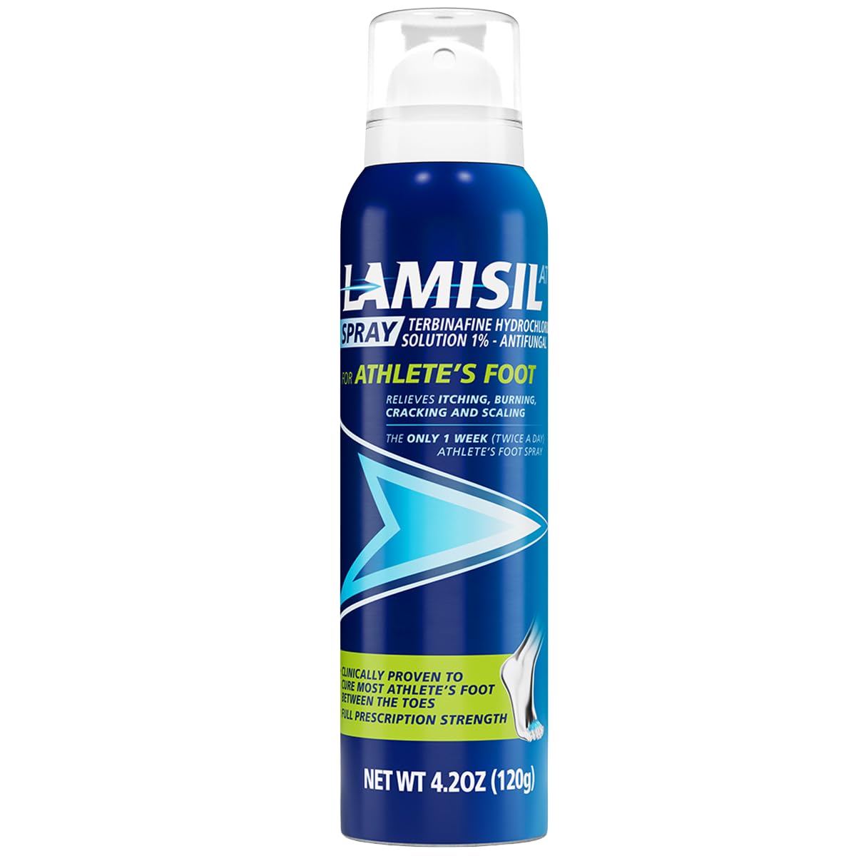 Lamisil Athlete's Foot Antifungal Spray, a premium import clinically proven to relieve itching and cracking. Available at Curat Cart.