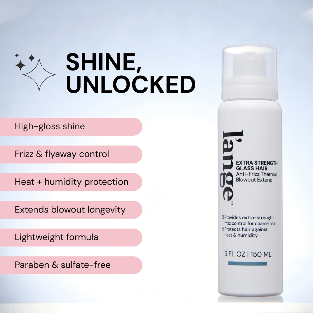 Unlock shine with L'ANGE HAIR Extra Strength Hair Spray, specially curated by Curat Cart for frizz control and heat protection.