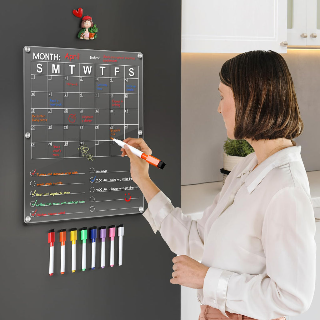 Acrylic Magnetic Calendar for Refrigerator, perfect for organizing tasks. 100% Authentic, available at Curat Cart in India.