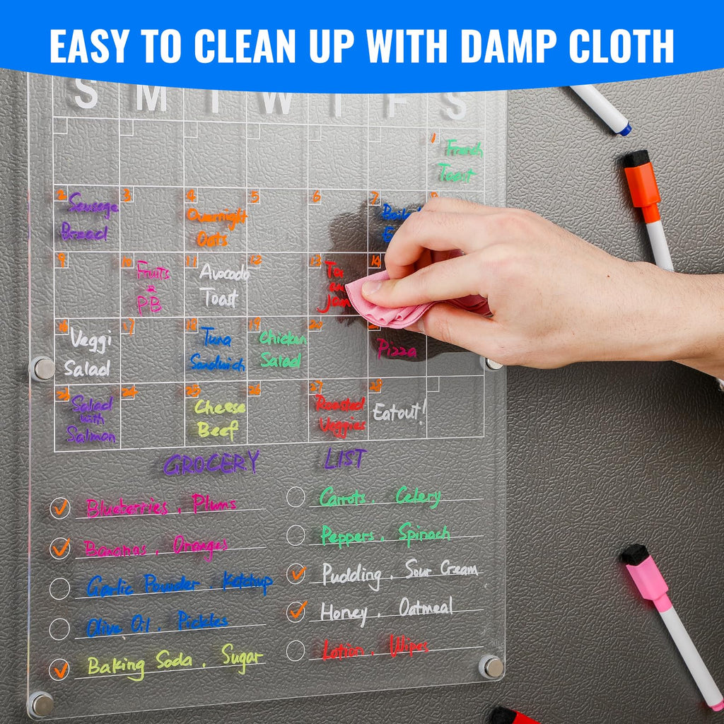 Acrylic Magnetic Calendar for Refrigerator, easy to clean. 100% Authentic and available at Curat Cart in India.