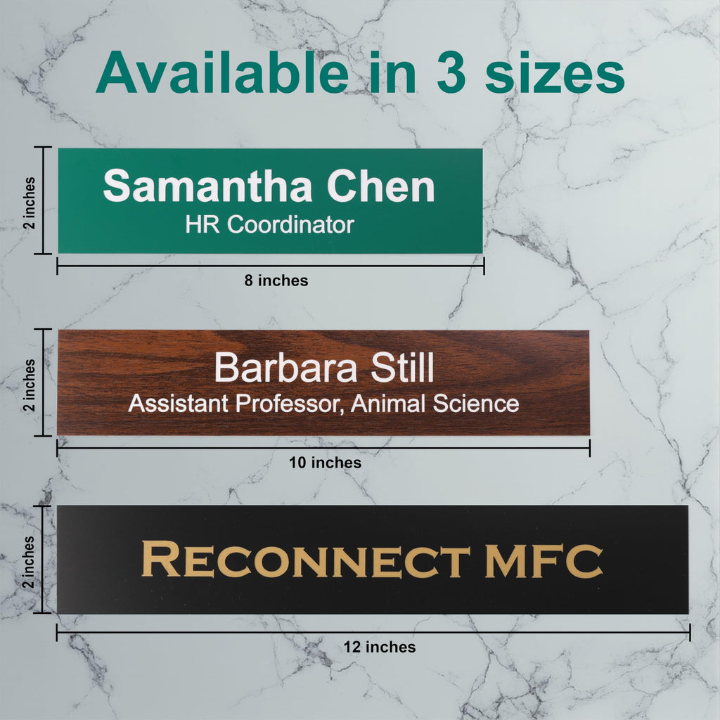 Custom Engraved Name Plates in three sizes with high-quality finishes, available at Curat Cart. Perfect for personal or professional use.