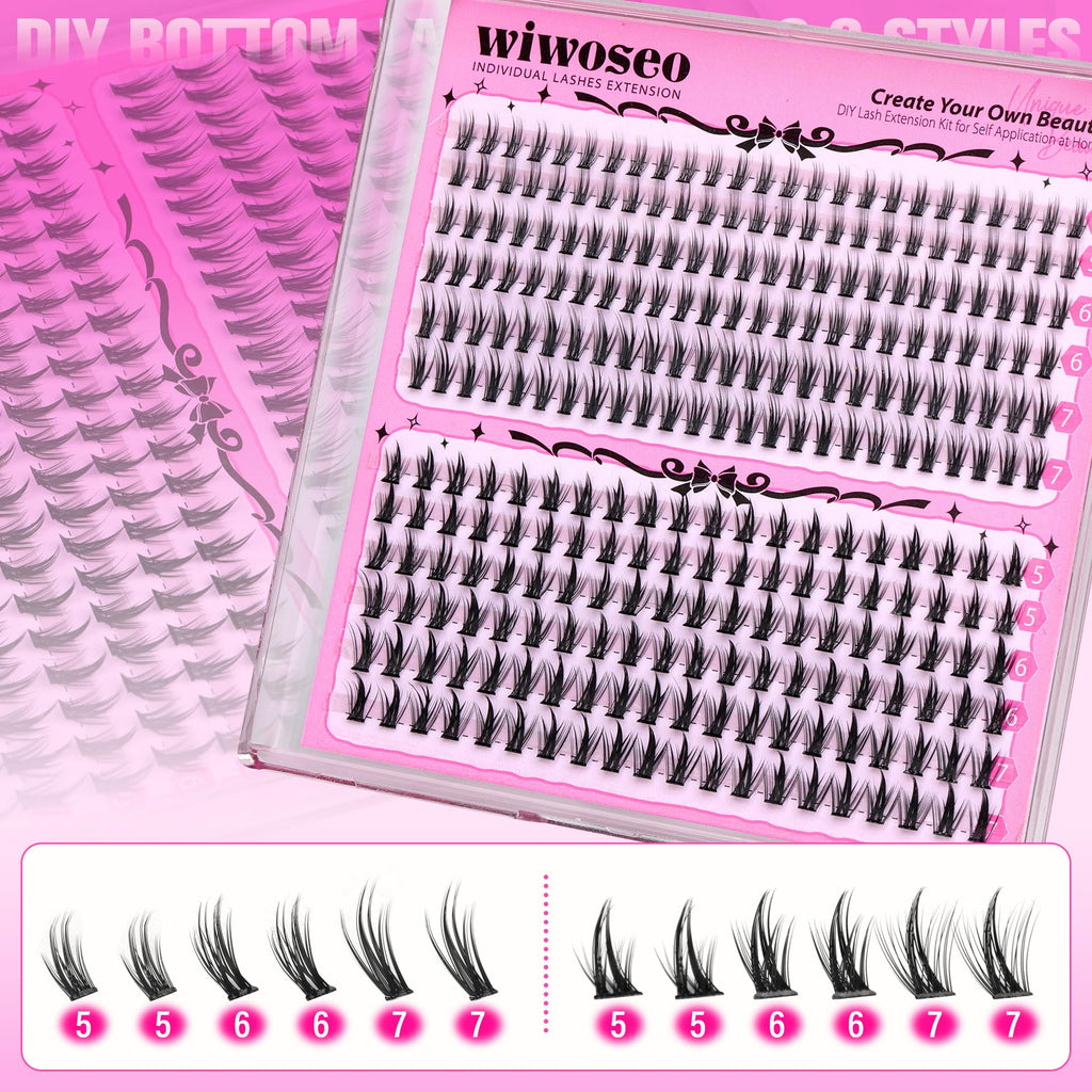 100% Genuine Lash Clusters Kit featuring 7 styles of fluffy 100D thick eyelash extensions for customizable beauty.