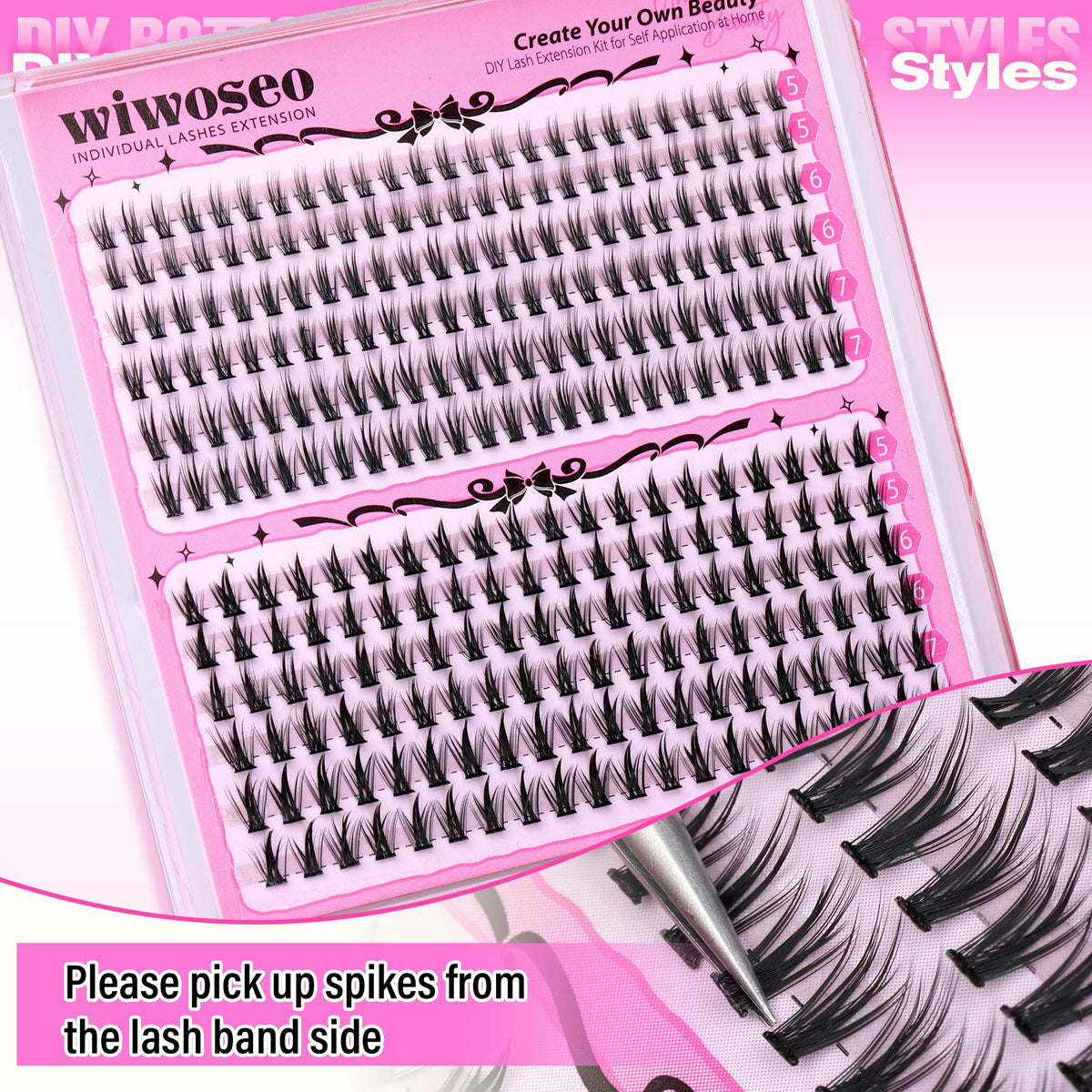 Premium imported Lash Clusters Kit showcasing fluffy, thick 100D lashes for personalized eye enhancement.