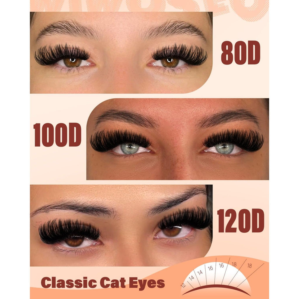 Explore our 100D Thick Eyelash Clusters Kit, showcasing three vibrant styles for a luxurious and authentic look.