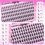 Fluffy 100D Thick Lash Clusters Kit featuring various lengths (5mm to 7mm) for stunning eyelash extensions, verified by CuratCart.