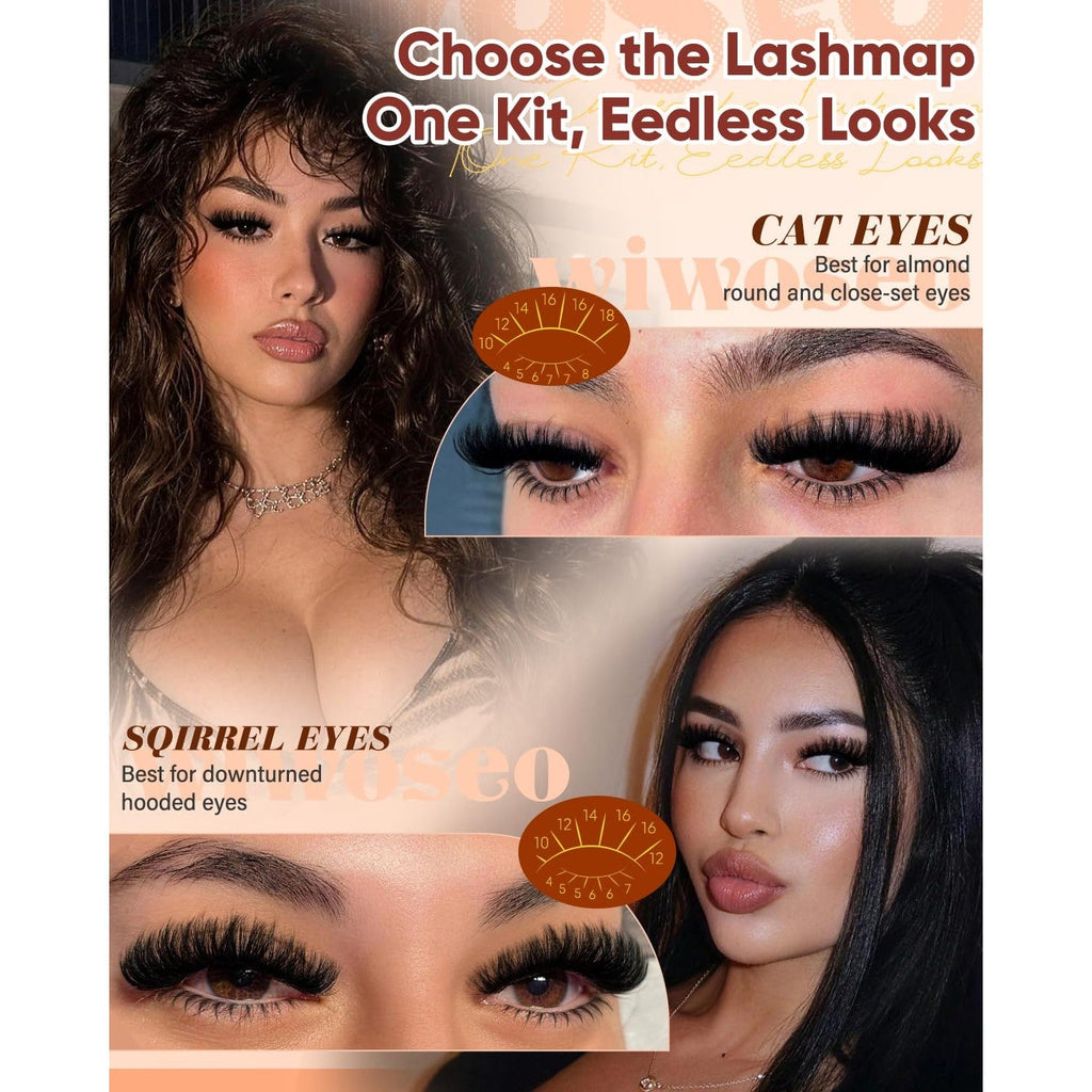 Explore our Lash Clusters Kit featuring Fluffy 100D lashes for stunning, edgeless looks. Perfect for various eye shapes!