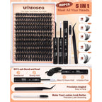 Authentic Lash Clusters Kit with 192 pieces, featuring bond and seal applicators for easy DIY lash application.