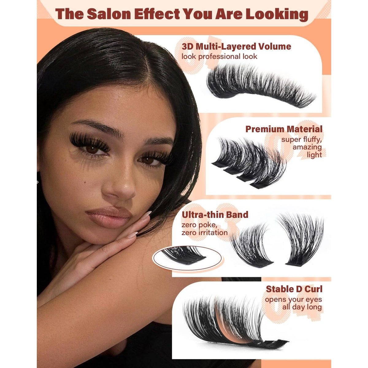 Fluffy lash clusters with ultra-thin band for a professional look. Verified by CuratCart for trust and quality.