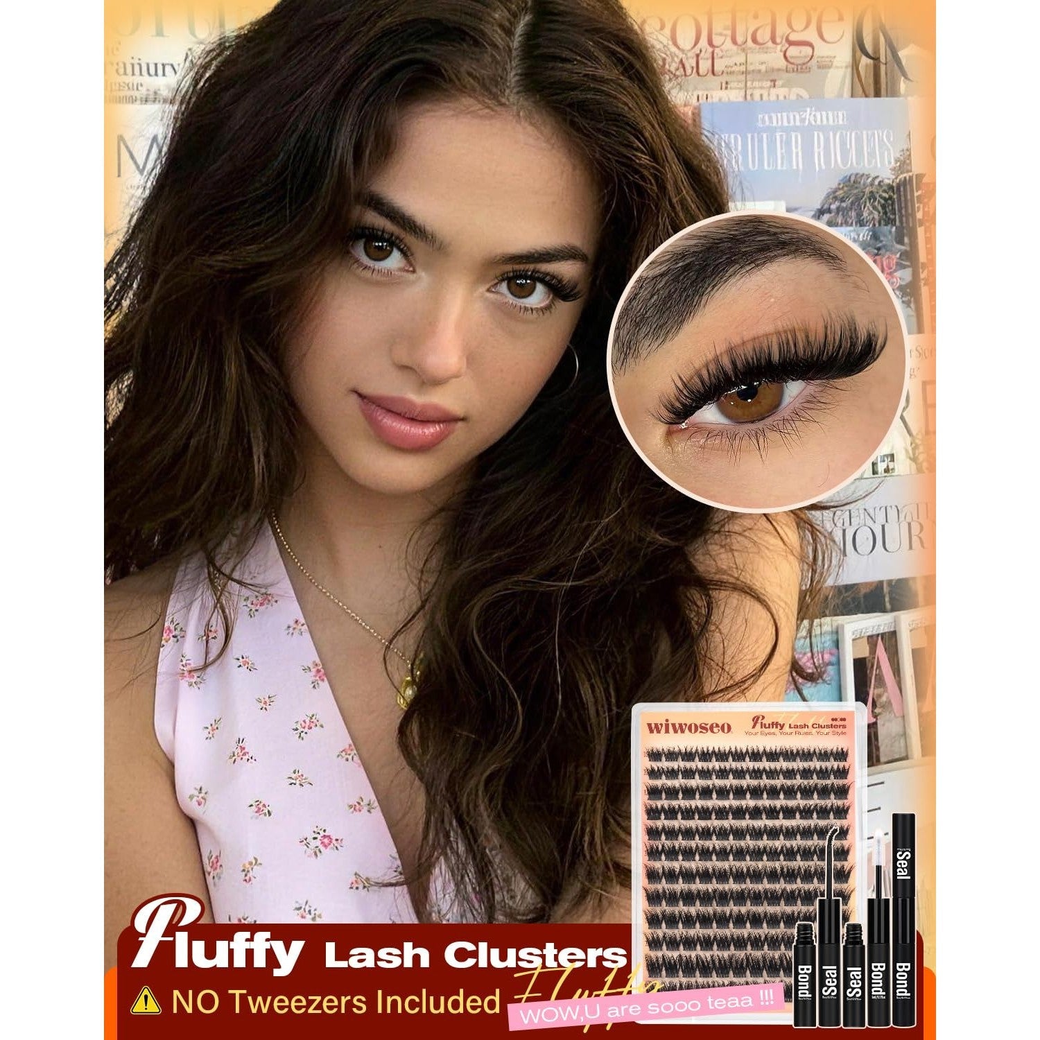 Enhance your look with this premium imported Fluffy Lash Clusters Kit featuring 100D thickness for a dramatic effect.