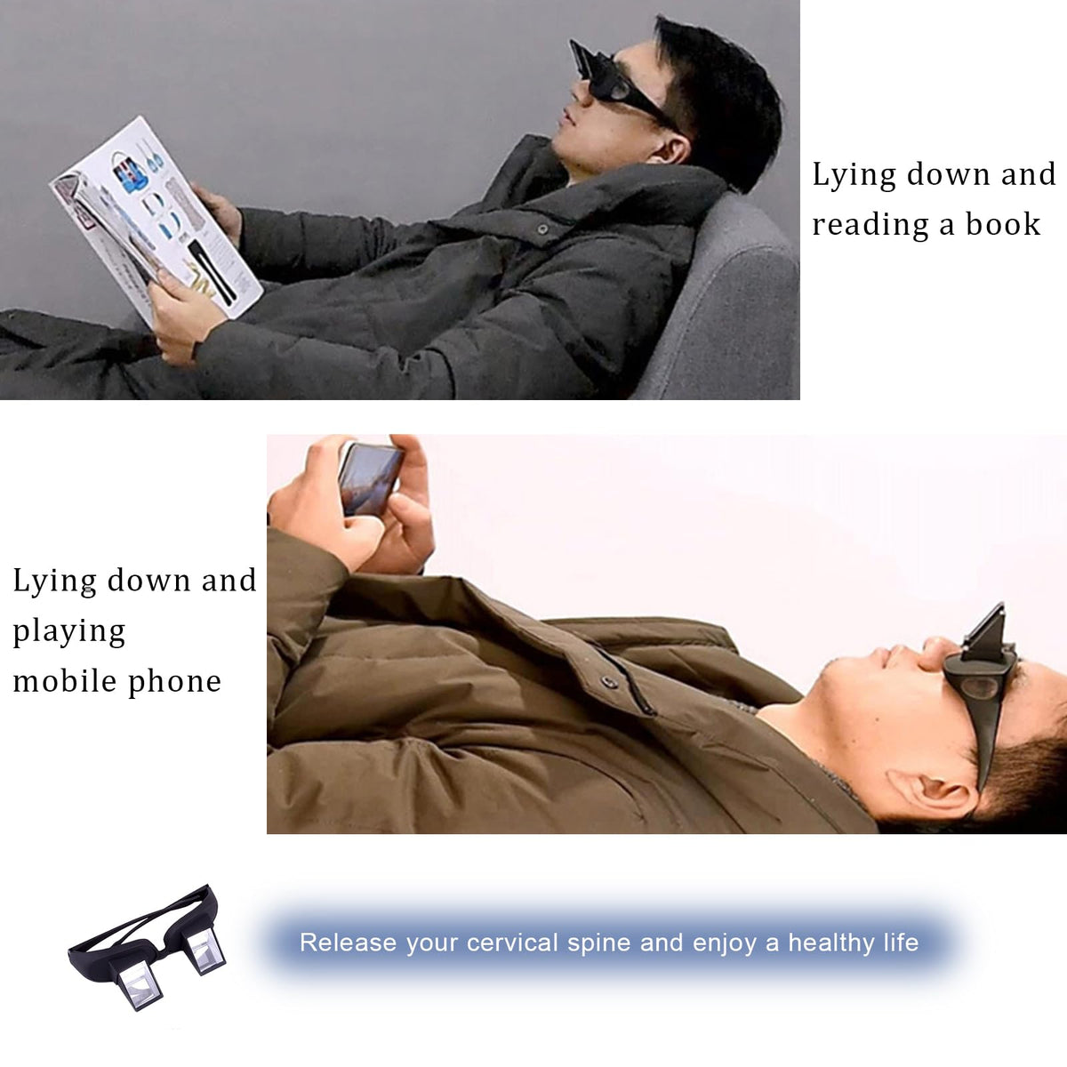 Experience effortless reading and phone use with Lazy Glasses, specially curated by Curat Cart for your comfort and health.