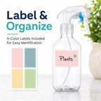 Premium leakproof spray bottle with labels for easy organization, featured in high-quality packaging from Curat Cart.