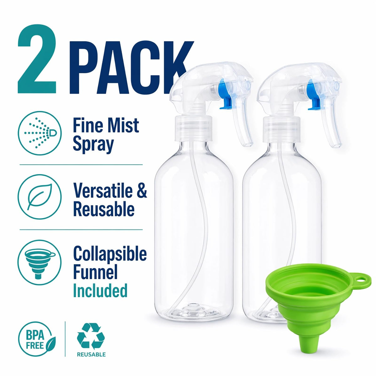Premium leakproof spray bottles, BPA free, versatile and reusable. Available at Curat Cart, 100% Authentic in India.