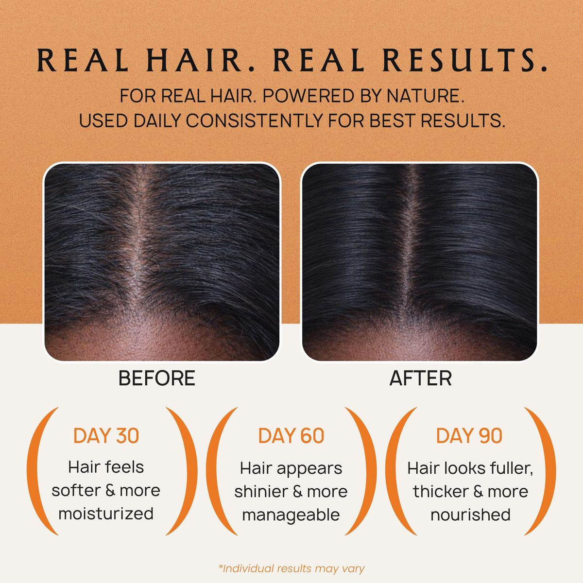 Premium imported Lebanta Raw Batana Oil transforms hair over 90 days, ensuring softness, shine, and nourishment.